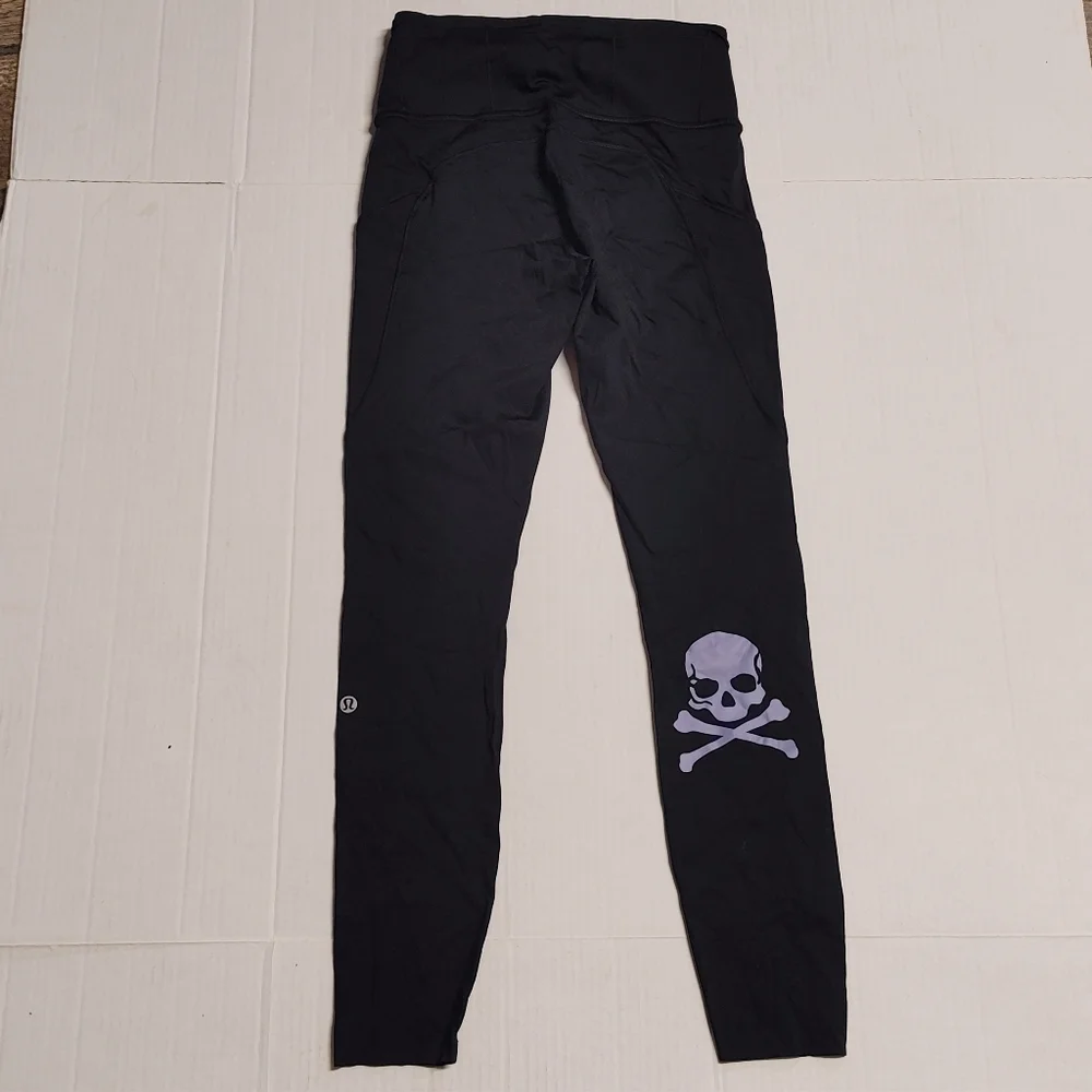 lululemon athletica Black Leggings with Purple Skull Graphic